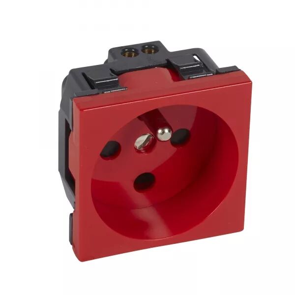 Prise 2P+T d�trompage Logix pour installation o� 1 poste suffit-2 modules-Rouge