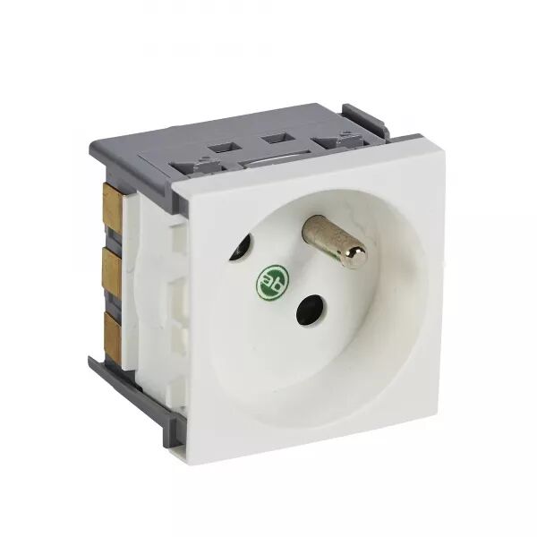 Prise 2P+T juxtapos�e Logix -2 modules- 16A - 250V - Blanc Artic antimicrobien