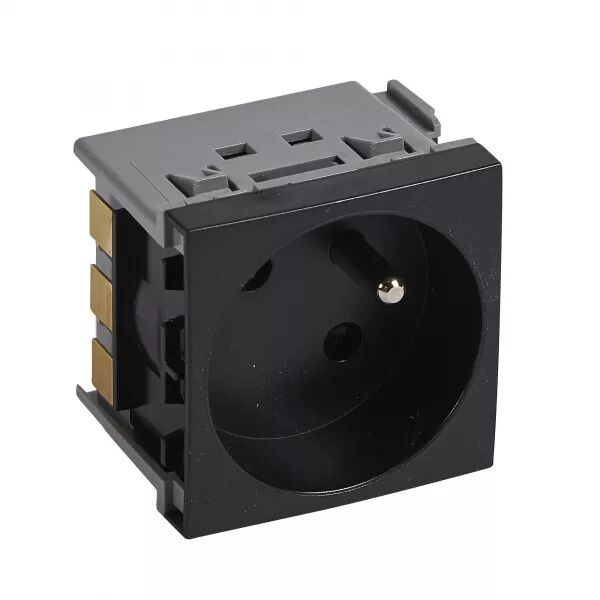 Prise 2P+T juxtapos�e Logix -2 modules- 16A - 250V-Brochage vertical-Noir