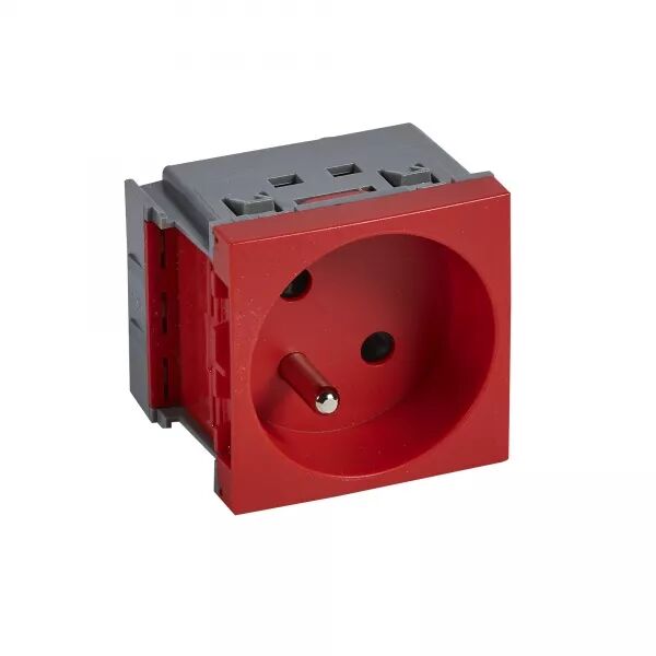 Prise 2P+T juxtapos�e Logix -2 modules- 16A - 250V-Brochage vertical-Rouge