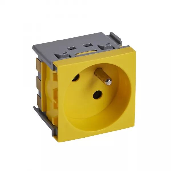 Prise 2P+T juxtapos�e Logix-2 modules-16A-250V-Brochage vertical-Jaune RAL 1023