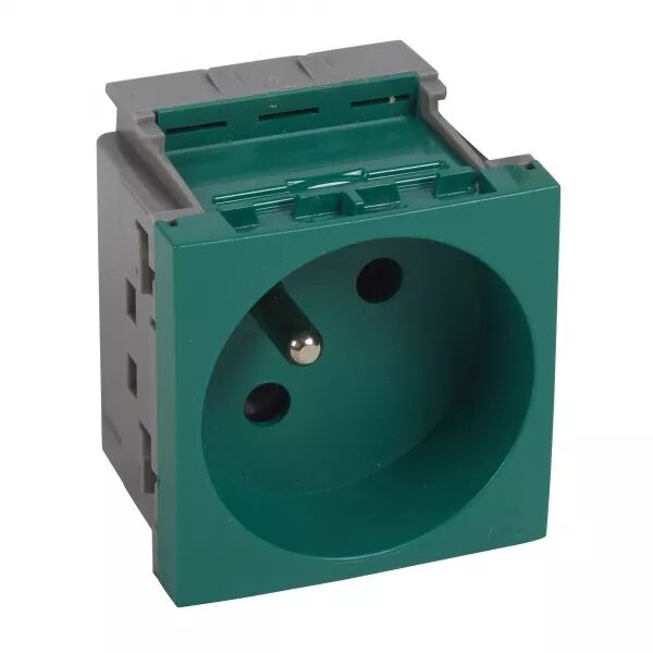 Prise 2P+T juxtapos�e Logix-2 modules-16A-250V-Brochage vertical-Vert RAL 6016