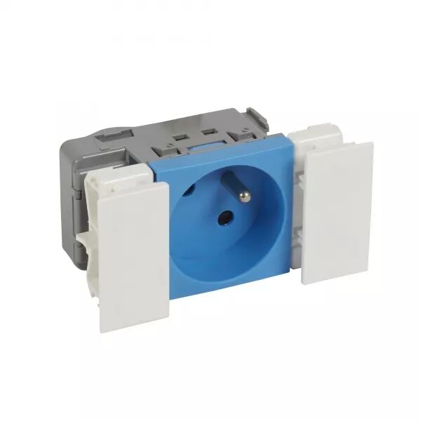 Prise 2P+T Logix - 2 modules - 16A - 250V - Bornes auto - Bleu RAL 5012