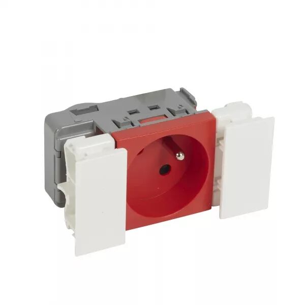 Prise 2P+T Logix - 2 modules - 16A - 250V - Bornes auto - Rouge RAL 3020