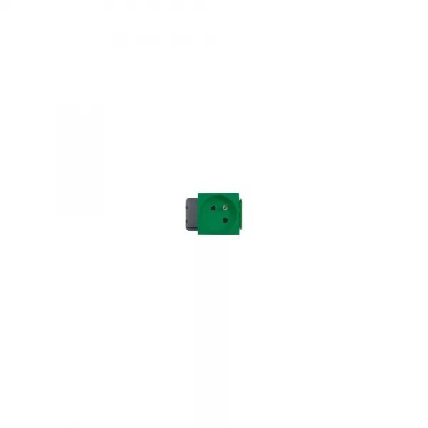 Prise 2P+T Logix - 2 modules - 16A - 250V - Bornes auto - Vert RAL 6016