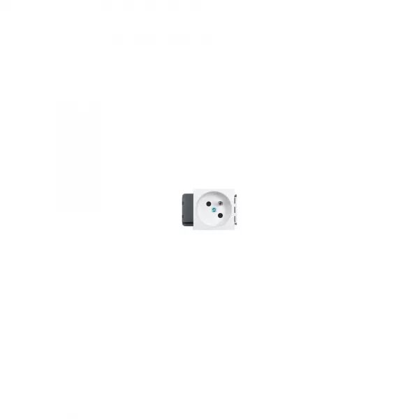 Prise 2P+T Logix - 2 modules - 16A - 250V -Bornes auto-Blanc Artic antimicrobien