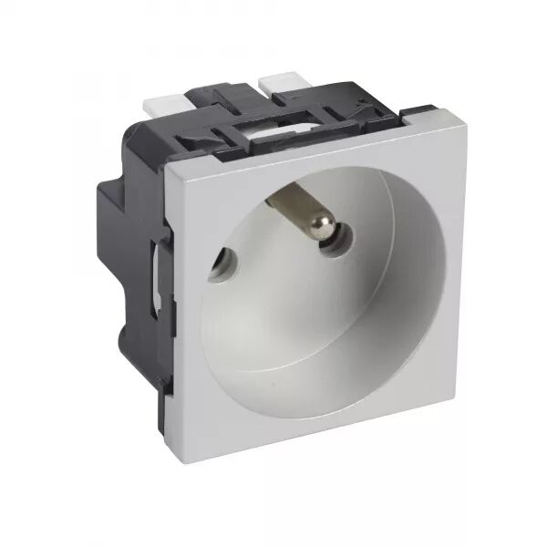 Prise 2P+T Logix pour installation o� 1 poste suffit-2 modules-16A-250V-Alumnic