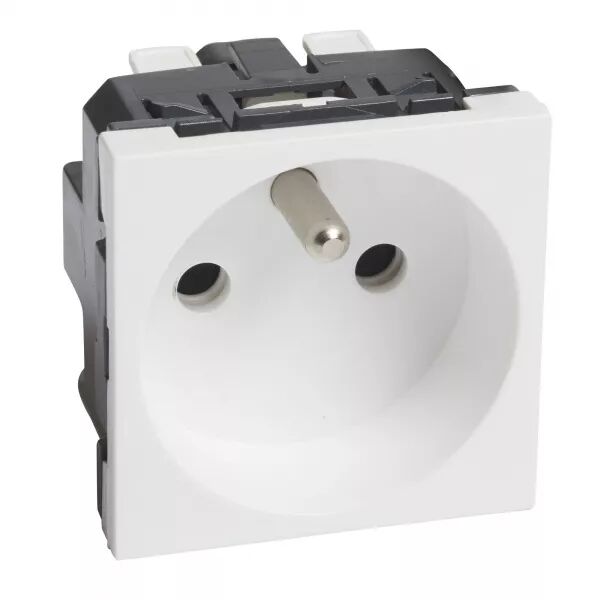 Prise 2P+T Logix pour installation o� 1 poste suffit-2 modules-16A-250V-Blanc