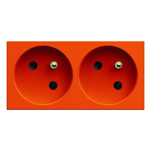 Prise de courant double speciale goulotte gallery 2P+T 16A orange (WXF422E)
