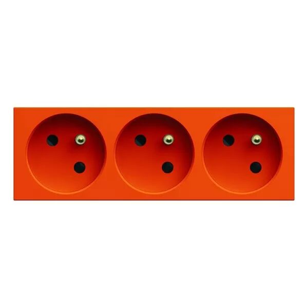 Prise de courant triple speciale goulotte gallery 2P+T 16A orange (WXF423E)