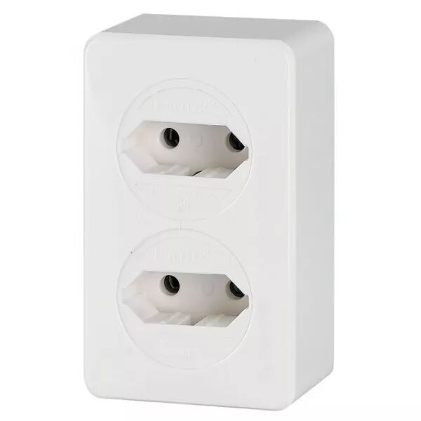 Prise double, avec adaptateur EURO2, avec technique d�connectable, sans arriv�e (178971)