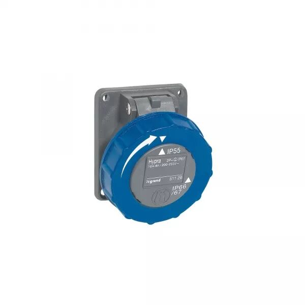 PRISE FIXE HYPRA IP66/67-55 16A - 200V~ � 250V~ - 2P+T - PLASTIQUE