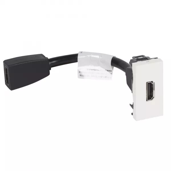 Prise HDMI Logix - 1 module - TypeA version 1.4 pr�connectoris�e - Blanc Artic