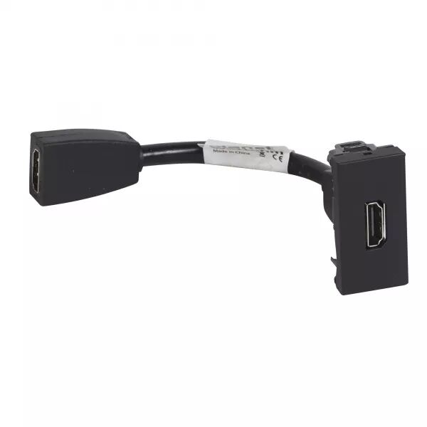 Prise HDMI Logix - 1 module - TypeA version 1.4 pr�connectoris�e - Noir