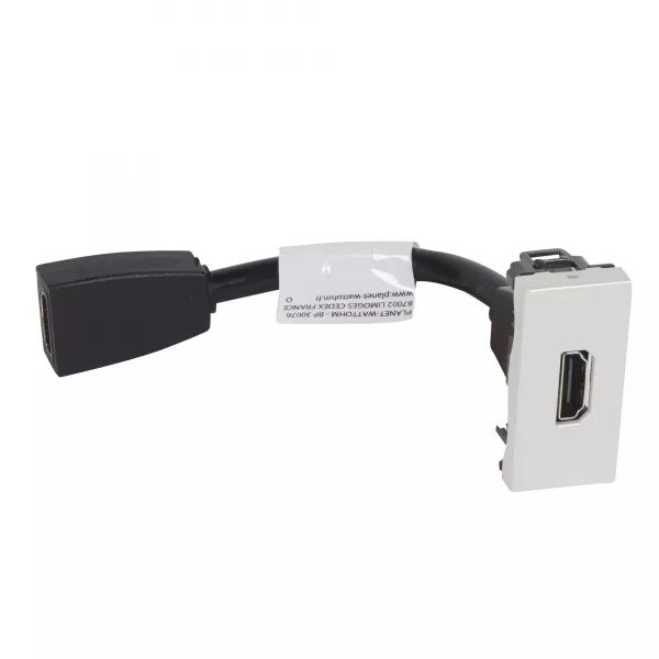 Prise HDMI Logix - 1 module - TypeA version 1.4 pr�connectoris�e-Alumnic RAL9016