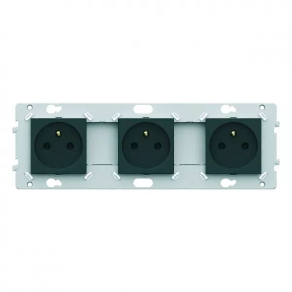 Prise triple 2P+T anthracite (WE123A)