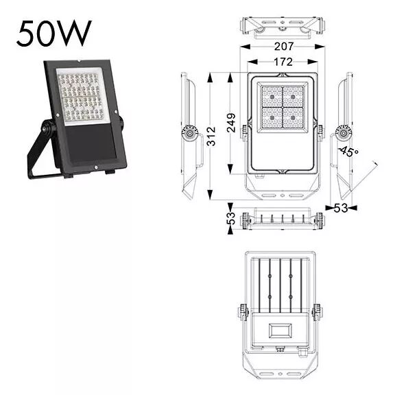 PROJECTEUR ROCK ASYMETRIQUE 50W 3000K IP67 (ROCK8BCA50)
