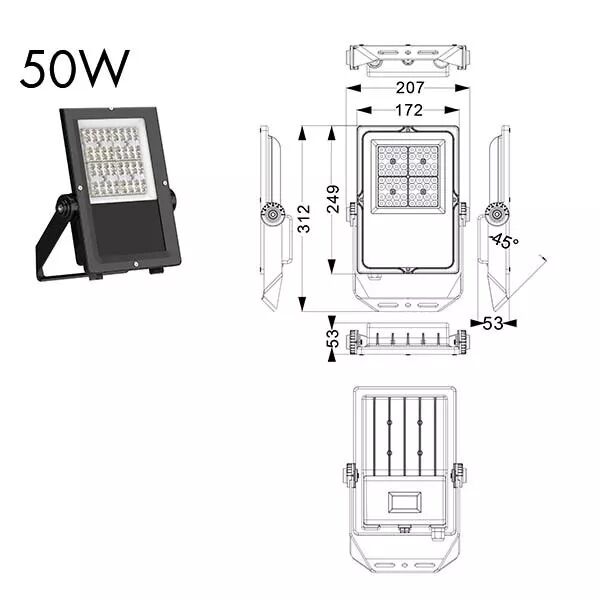 PROJECTEUR ROCK ASYMETRIQUE 50W 3000K IP67