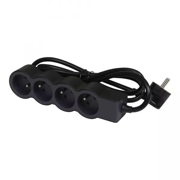 RALLONGE 4X2P+T AVEC CORDON 3M 3G 1,5MM� - NOIR/GRIS FONC�