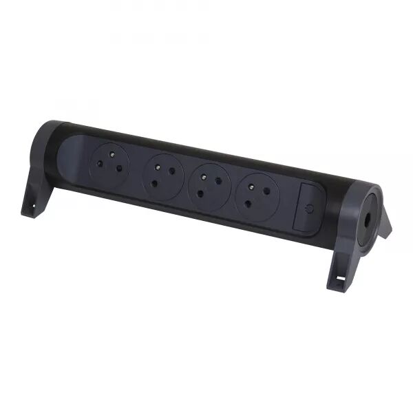 RALLONGE 4X2P+T SURFACE AVEC INTERRUPTEUR SANS CORDON - NOIR/GRIS FONC�