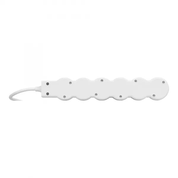 RALLONGE 6X2P+T AVEC CORDON 1,5M 3G 1MM� - BLANC/GRIS CLAIR