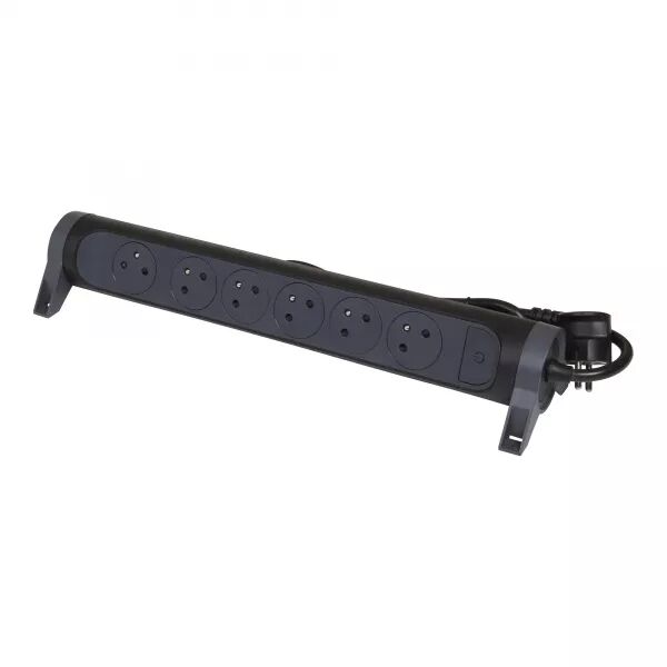 RALLONGE 6X2P+T SURFACE AVEC INTERRUPTEUR ET CORDON 3M 3G 1,5MM� - NOIR/GRIS