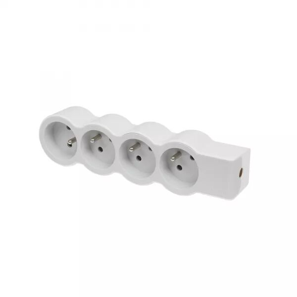 RALLONGE EXTRA-PLATE 4X2P+T � C�BLER - BLANC/GRIS CLAIR