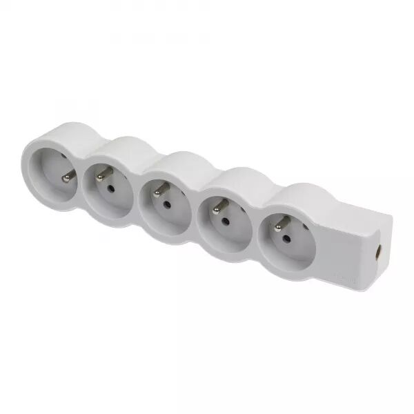 RALLONGE EXTRA-PLATE 5X2P+T � C�BLER - BLANC/GRIS CLAIR