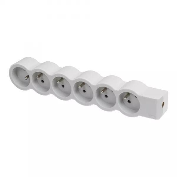 RALLONGE EXTRA-PLATE 6X2P+T � C�BLER - BLANC/GRIS CLAIR