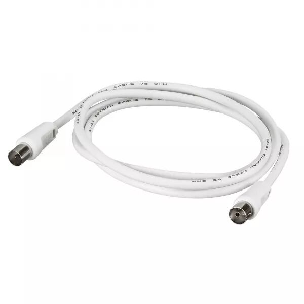 RALLONGE T�L�VISION 1 FICHE FEMELLE ET 1 FICHE M�LE �9,52MM - LONGUEUR 2M -BLANC