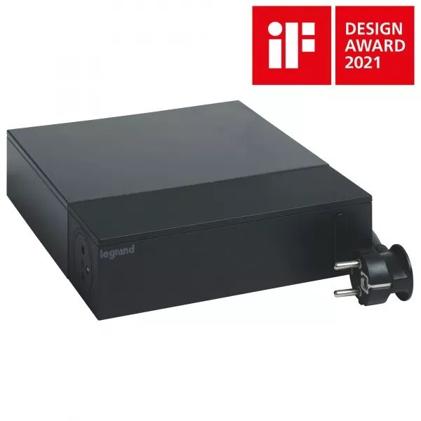 RALLONGE TV 4X2P+T + 4X2P, INTERRUPTEUR, PARAFOUDRE ET CORDON 2M - NOIR