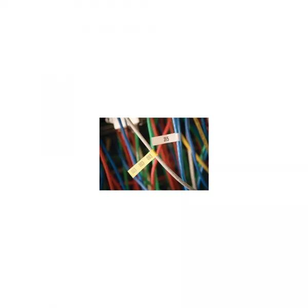 RUBAN ADH�SIF 8M, FOND JAUNE LETTRES NOIR LARG. 18MM