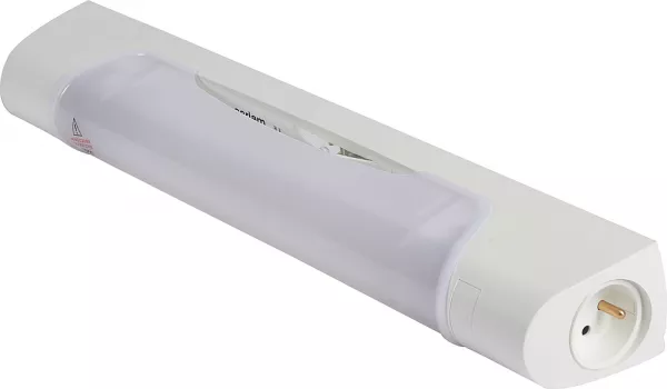 sarlam-applique standard 470mm ip21 et ik04 prismaline �quip�e tube led s19 +prise 2p+t (sl189805)
