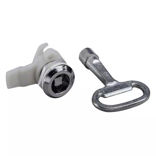 Serrure carr� m�le de 7mm chrom�e avec 1 cl� pour coffret et armoire quadro4-5 (FZ451)
