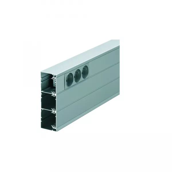 SOCLE GOULOTTE D\'INSTALLATION QUERAZ GBA 50X130 MM 3 COMPARTIMENTS ALU ANODIS�