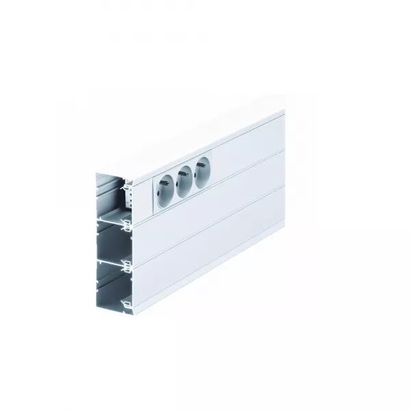 SOCLE POUR GOULOTTE QUERAZ H162MMXP56MM L200MM 3COMPARTIMENTS ALU RAL 9016 PURE