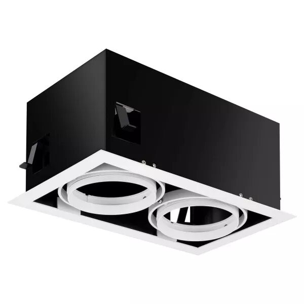 Spots encastr�s Led LUDOSPOT 111 Boitier Carr� Rect X2 Cardan Blanc (0005340)