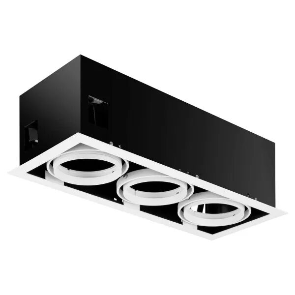 Spots encastr�s Led LUDOSPOT 111 Boitier Carr� Rect X3 Cardan Blanc (0005341)