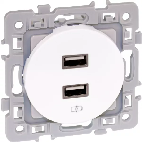 SQUARE chargeur dble USB A 5,5V BLC (60229)
