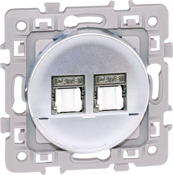 SQUARE DBLE RJ 45 CAT6 grade3 multimedia STP SILVER (60473)