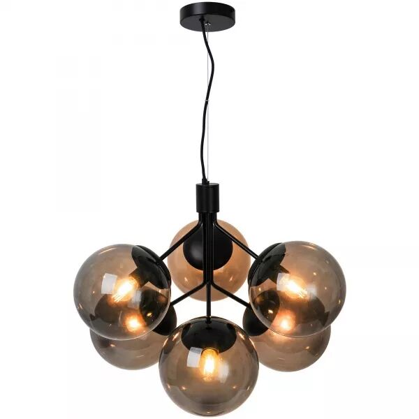 SUSPENSION - IVONA X6 - VERRE - NOIR -  E27
