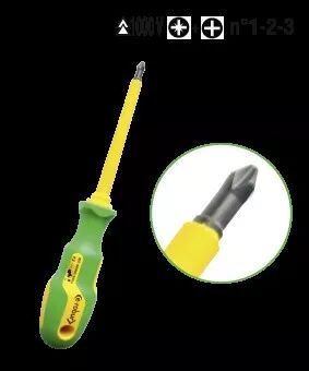Tournevis cruciforme multi-empreinte isol� 1000V. Pour vis PZ et PH 1-2-3. (412101)