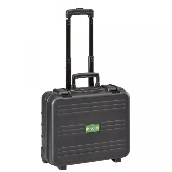 VALISE � ROULETTES, 2 PLATEAUX � POCHES, AVEC SERRURE, POIGN�E ERGONOMIQUE.