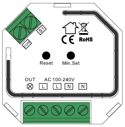 VARIATEUR 200W TRIAC 2/3 FILS POUSSOIR + ZIGBEE
