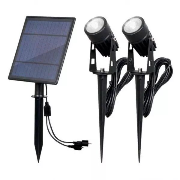 VELAMP - BLACKBIRD: kit de 2 spots LED en aluminium � charge solaire (SL368)