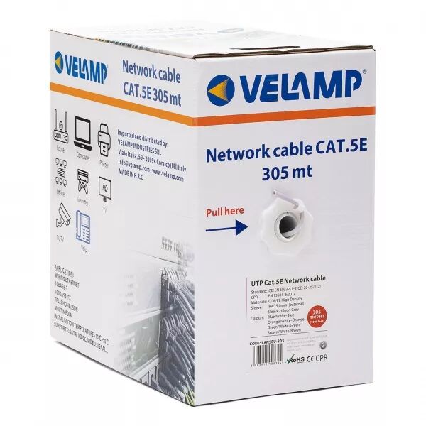 VELAMP - C�ble r�seau CAT5E UTP 305mt en bo�te d�vidoir (LAN5EU-305)