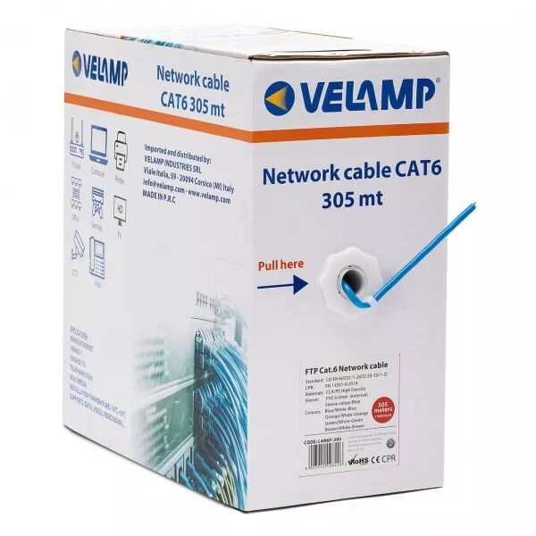 VELAMP - C�ble r�seau CAT6 FTP 305mt en bo�te d�vidoir (LAN6F-305)