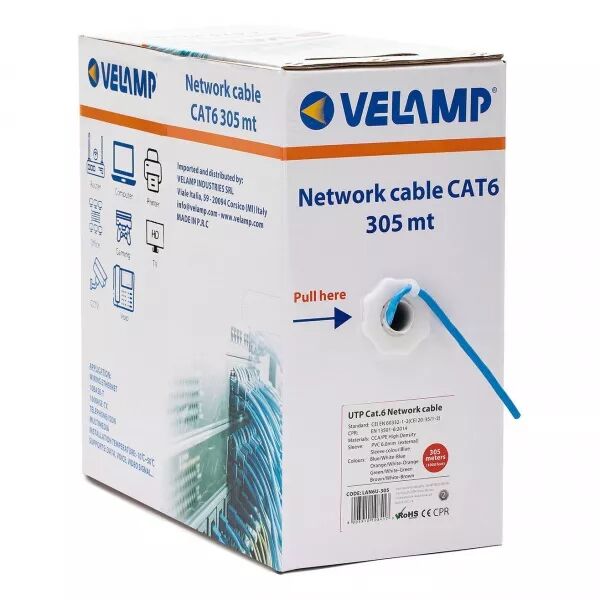 VELAMP - C�ble r�seau CAT6 UTP 305mt en bo�te d�vidoir (LAN6U-305)