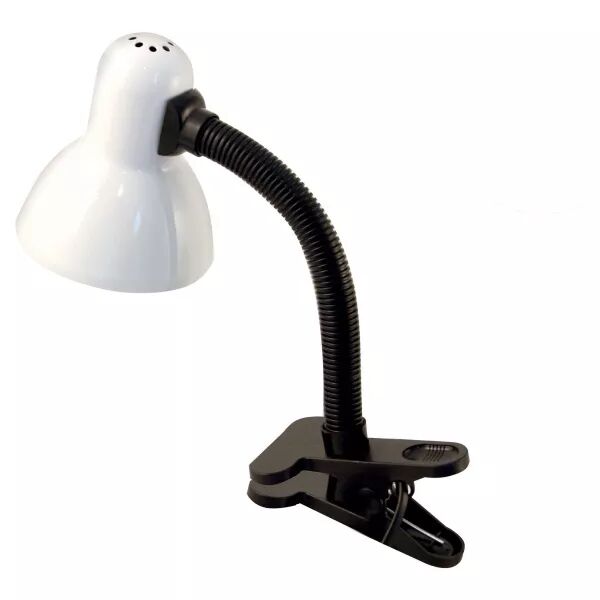 VELAMP - CHARLESTON CLIP: Lampe de bureau avec culot E27 et clip, blanc (TL1203-B)
