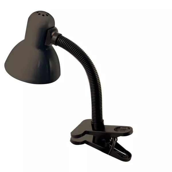 VELAMP - CHARLESTON CLIP: Lampe de bureau avec culot E27 et clip, noir (TL1203-N)